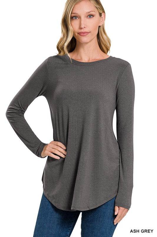 Long Sleeve Round Neck & Round Hem Top - Shop Style & More | Fresh Looks, Everyday Deals & Free Shipping