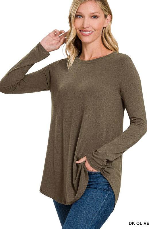 Long Sleeve Round Neck & Round Hem Top - Shop Style & More | Fresh Looks, Everyday Deals & Free Shipping