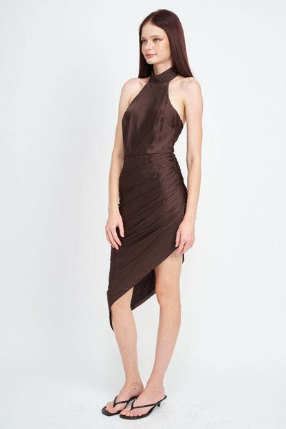 HALTER NECK ASYMMETRICAL DRESS - Shop Style & More | Fresh Looks, Everyday Deals & Free Shipping