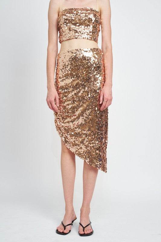 SEQUIN SHIRRED MIDI SKIRT - Shop Style & More | Fresh Looks, Everyday Deals & Free Shipping