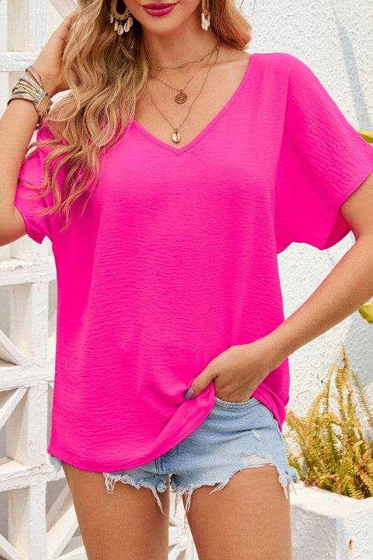 Laurel V Neck Short Sleeve Blouse - Shop Style & More | Fresh Looks, Everyday Deals & Free Shipping