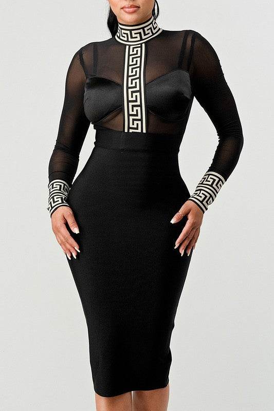 ATHINA HOLIDAY MESH CONTRAST PRINT BANDAGE - Shop Style & More | Fresh Looks, Everyday Deals & Free Shipping