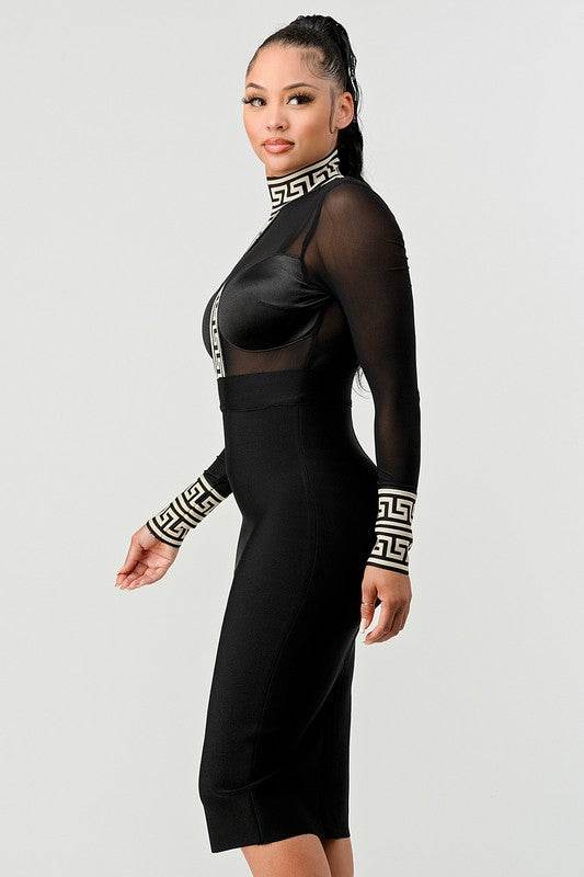ATHINA HOLIDAY MESH CONTRAST PRINT BANDAGE - Shop Style & More | Fresh Looks, Everyday Deals & Free Shipping