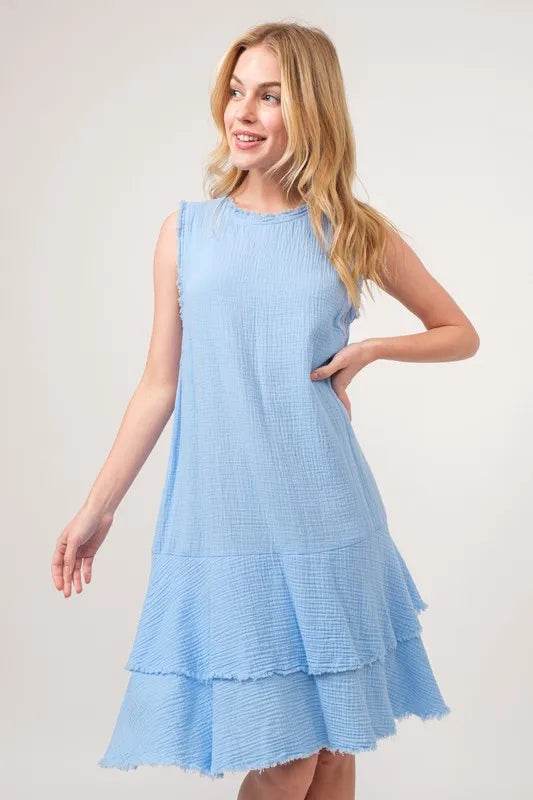 And The Why Washed Fringe Detail Tiered Dress - Shop Style & More | Fresh Looks, Everyday Deals & Free Shipping
