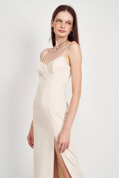 SPAGHETTI STRAP MIDI DRESS WITH SLIT - Shop Style & More | Fresh Looks, Everyday Deals & Free Shipping