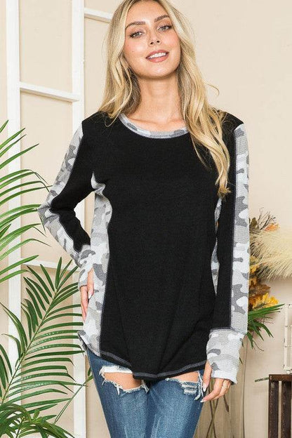 Leopard Print Contrast Thumbhole Knit - Shop Style & More | Fresh Looks, Everyday Deals & Free Shipping