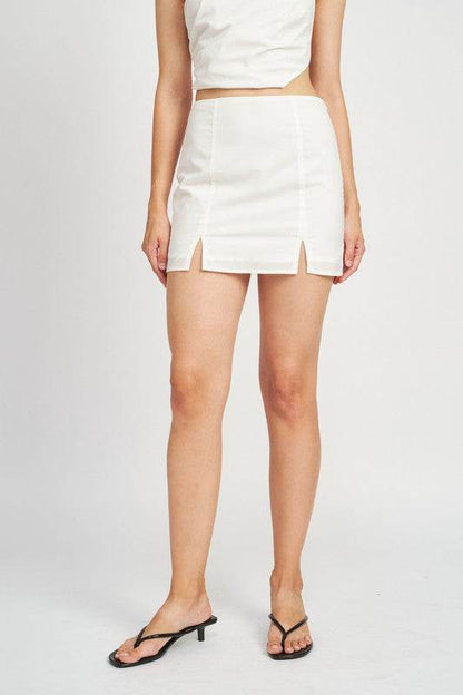 HIGH WAIST MINI SKIRT WITH SLITS - Shop Style & More | Fresh Looks, Everyday Deals & Free Shipping
