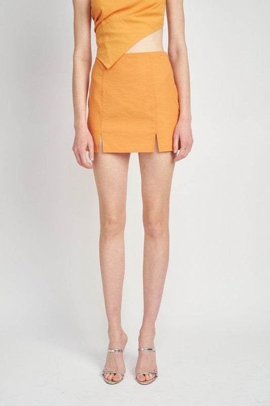 HIGH WAIST MINI SKIRT WITH SLITS - Shop Style & More | Fresh Looks, Everyday Deals & Free Shipping