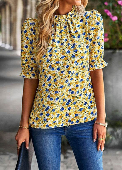 Floral mock neck blouse - Shop Style & More | Fresh Looks, Everyday Deals & Free Shipping