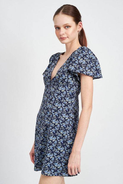 DEEP V NECK FLORAL DRESS - Shop Style & More | Fresh Looks, Everyday Deals & Free Shipping