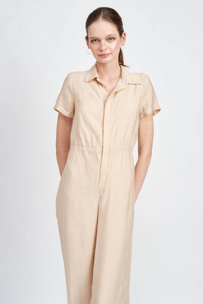 SHORT SLEEVE JUMPSUIT WITH OPEN BACK - Shop Style & More | Fresh Looks, Everyday Deals & Free Shipping