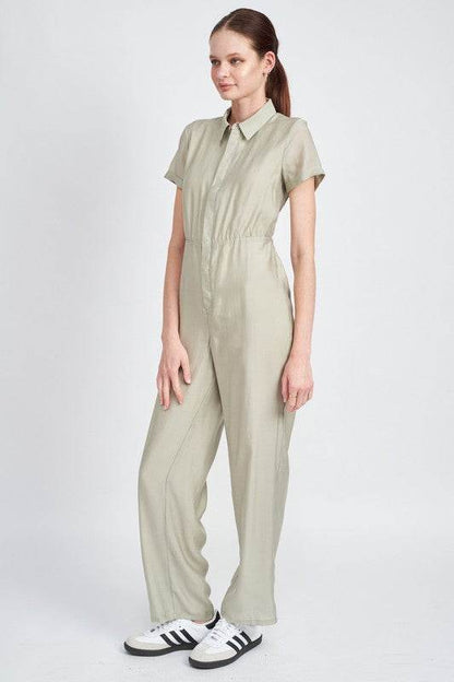 SHORT SLEEVE JUMPSUIT WITH OPEN BACK - Shop Style & More | Fresh Looks, Everyday Deals & Free Shipping