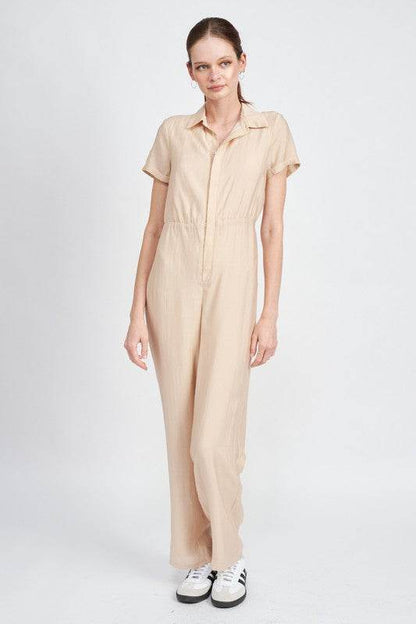 SHORT SLEEVE JUMPSUIT WITH OPEN BACK - Shop Style & More | Fresh Looks, Everyday Deals & Free Shipping