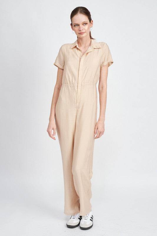 SHORT SLEEVE JUMPSUIT WITH OPEN BACK - Shop Style & More | Fresh Looks, Everyday Deals & Free Shipping