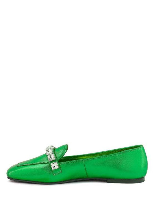 CHURROS Metallic Diamante Leather Loafers - Shop Style & More | Fresh Looks, Everyday Deals & Free Shipping