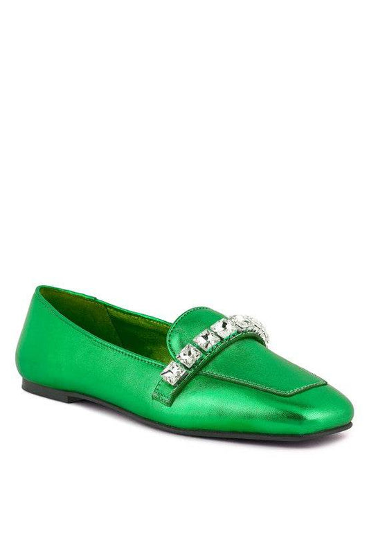CHURROS Metallic Diamante Leather Loafers - Shop Style & More | Fresh Looks, Everyday Deals & Free Shipping