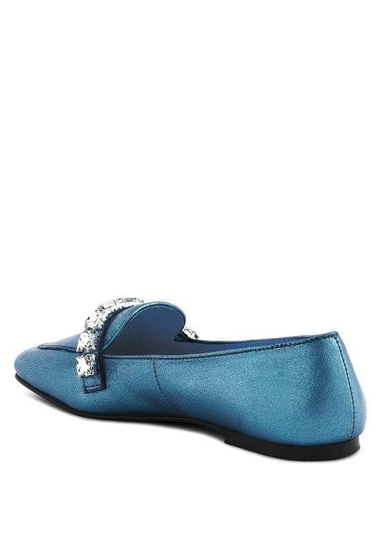 CHURROS Metallic Diamante Leather Loafers - Shop Style & More | Fresh Looks, Everyday Deals & Free Shipping