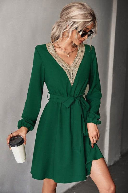 Women's Long Sleeve V Neck Mid Dress - Shop Style & More | Fresh Looks, Everyday Deals & Free Shipping