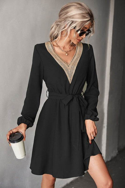 Women's Long Sleeve V Neck Mid Dress - Shop Style & More | Fresh Looks, Everyday Deals & Free Shipping