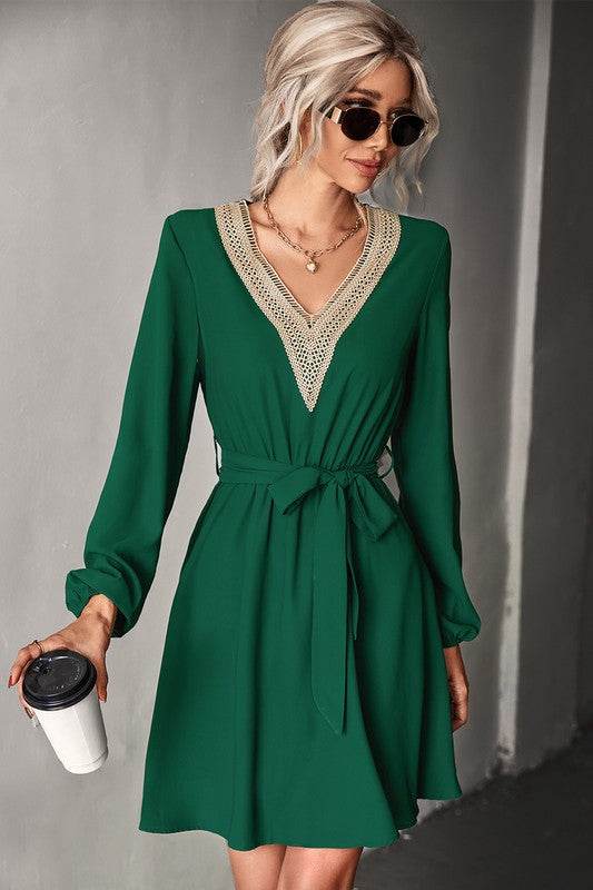 Women's Long Sleeve V Neck Mid Dress - Shop Style & More | Fresh Looks, Everyday Deals & Free Shipping