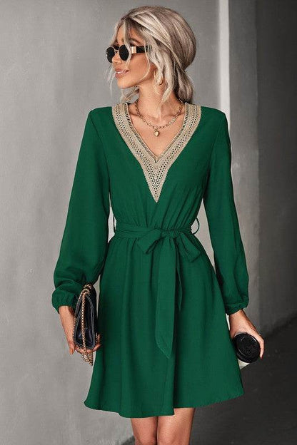 Women's Long Sleeve V Neck Mid Dress - Shop Style & More | Fresh Looks, Everyday Deals & Free Shipping