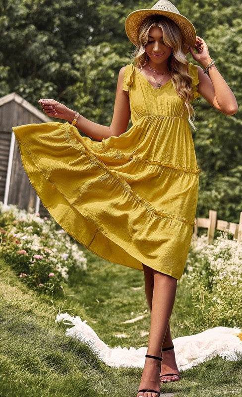 Tiered V neck dress with ties - Shop Style & More | Fresh Looks, Everyday Deals & Free Shipping