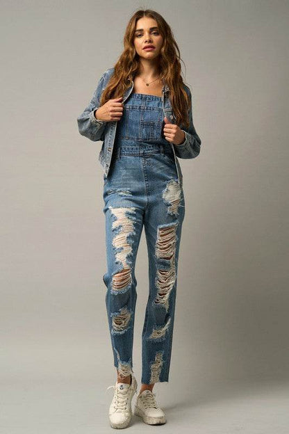 High Waist Heavy Distressed Straight Overalls - Shop Style & More | Fresh Looks, Everyday Deals & Free Shipping