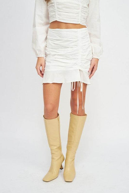 RUCHED HIGH WAISTED MINI SKIRT - Shop Style & More | Fresh Looks, Everyday Deals & Free Shipping
