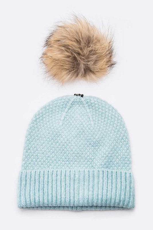 Large Natural Fur Pom Soft Beanie - Shop Style & More | Fresh Looks, Everyday Deals & Free Shipping