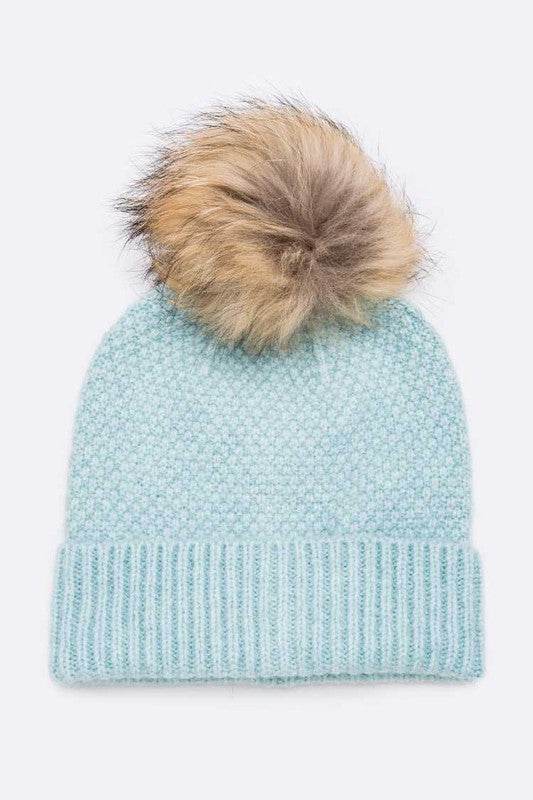 Large Natural Fur Pom Soft Beanie - Shop Style & More | Fresh Looks, Everyday Deals & Free Shipping