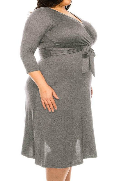 Plus size, solid faux wrap dress - Shop Style & More | Fresh Looks, Everyday Deals & Free Shipping