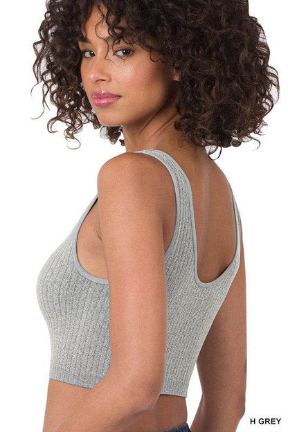 Ribbed Seamless Split Neck Crop Top - Shop Style & More | Fresh Looks, Everyday Deals & Free Shipping
