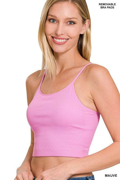 Ribbed Seamless Cropped Cami with Bra Pads - Shop Style & More | Fresh Looks, Everyday Deals & Free Shipping