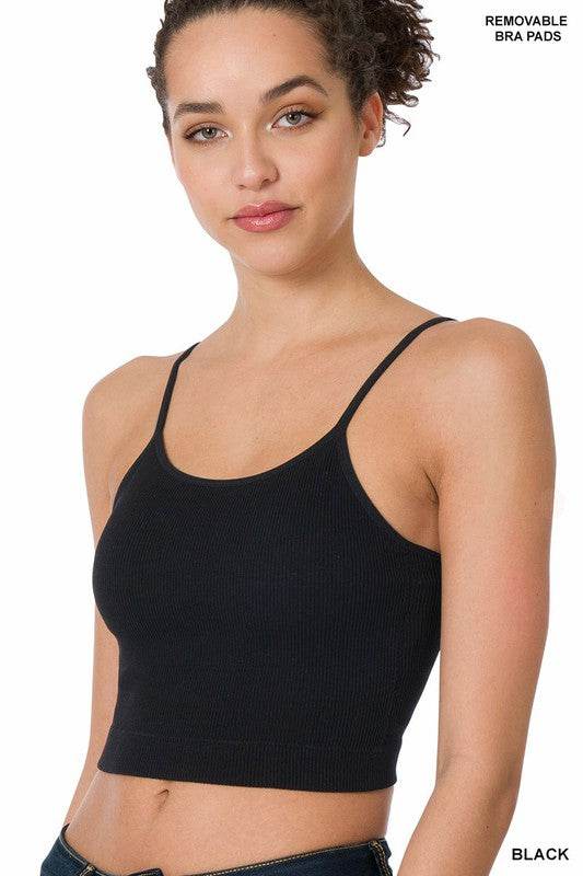Ribbed Seamless Cropped Cami with Bra Pads - Shop Style & More | Fresh Looks, Everyday Deals & Free Shipping