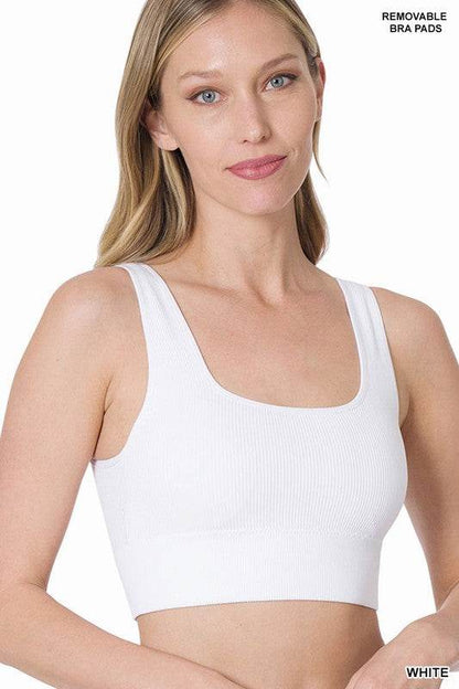 Ribbed Square Neck Cropped Tank Top with Bra Pads - Shop Style & More | Fresh Looks, Everyday Deals & Free Shipping