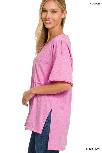 Front Pocket Raw Edge Boyfriend Tee - Shop Style & More | Fresh Looks, Everyday Deals & Free Shipping