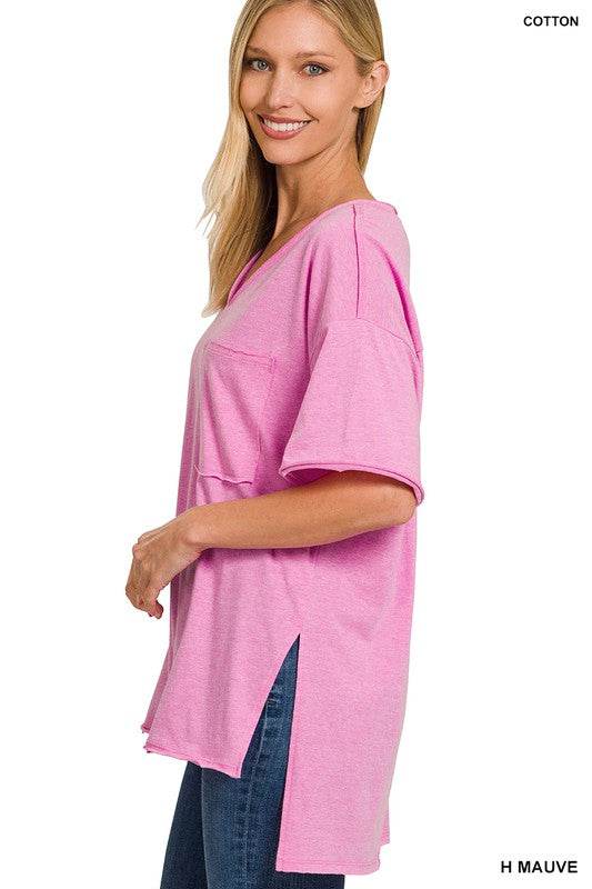 Front Pocket Raw Edge Boyfriend Tee - Shop Style & More | Fresh Looks, Everyday Deals & Free Shipping