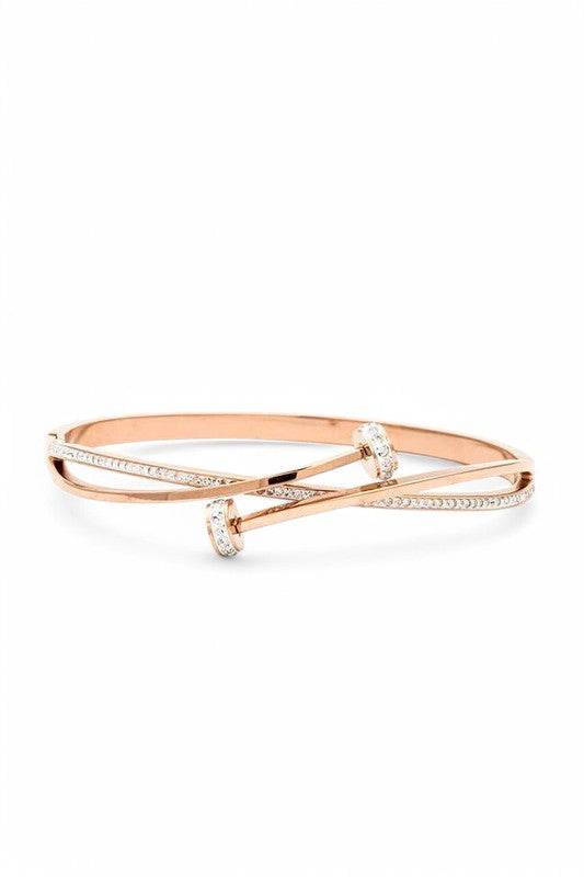 Crystal Pave Nail Designed Stainless Steel Bangle - Shop Style & More | Fresh Looks, Everyday Deals & Free Shipping