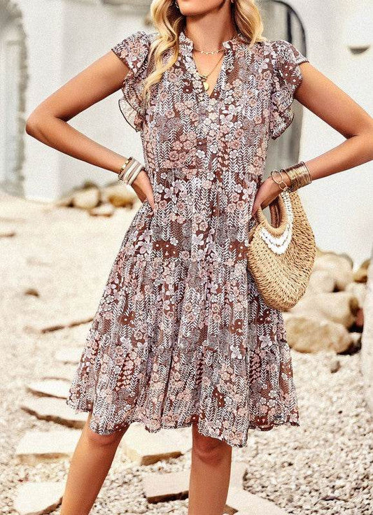 Floral v neck ruffle sleeve dress - Shop Style & More | Fresh Looks, Everyday Deals & Free Shipping