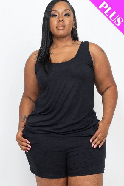 Plus Solid Comfy Tank Top & Shorts Set - Shop Style & More | Fresh Looks, Everyday Deals & Free Shipping