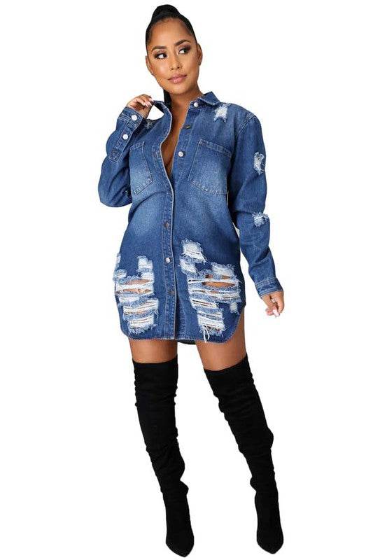 SEXY DENIM JACKET DRESS - Shop Style & More | Fresh Looks, Everyday Deals & Free Shipping
