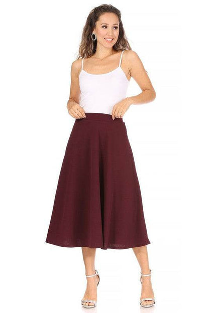 Solid high waisted, A-line, midi skirt - Shop Style & More | Fresh Looks, Everyday Deals & Free Shipping
