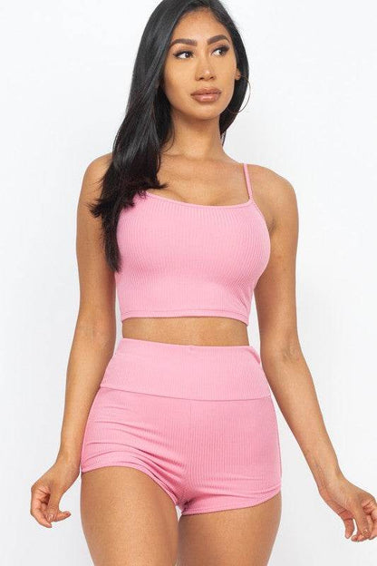 Ribbed Top & Ruched Biker Shorts Set - Shop Style & More | Fresh Looks, Everyday Deals & Free Shipping