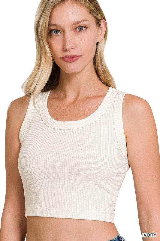 Ribbed Scoop Neck Crop Tank Top - Shop Style & More | Fresh Looks, Everyday Deals & Free Shipping