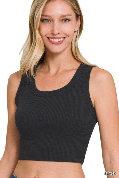 Ribbed Scoop Neck Crop Tank Top - Shop Style & More | Fresh Looks, Everyday Deals & Free Shipping