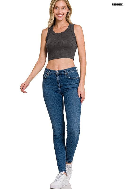 Ribbed Scoop Neck Crop Tank Top - Shop Style & More | Fresh Looks, Everyday Deals & Free Shipping