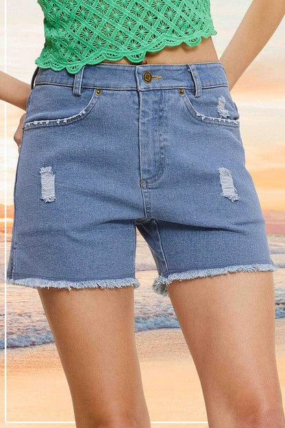 CASUAL WASHED STYLE DENIM SHORTS WITH POCKETS - Shop Style & More | Fresh Looks, Everyday Deals & Free Shipping
