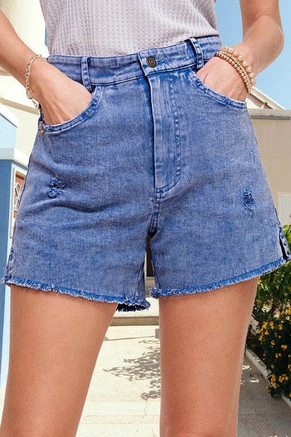 CASUAL WASHED STYLE DENIM SHORTS WITH POCKETS - Shop Style & More | Fresh Looks, Everyday Deals & Free Shipping