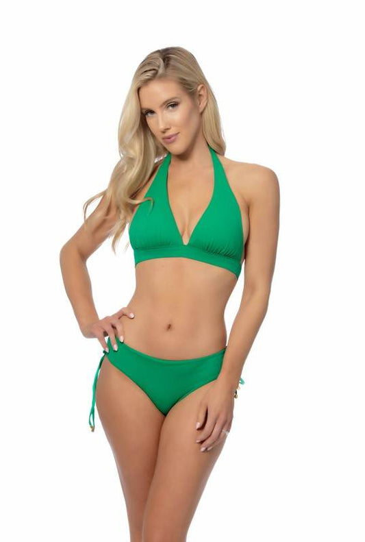 SOLID HALTER BIIKINI SET WITH RUCHING SIDE BOTTOM - Shop Style & More | Fresh Looks, Everyday Deals & Free Shipping