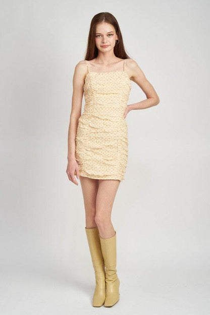 SPAGHETTI STRAP RUCHED MINI DRESS - Shop Style & More | Fresh Looks, Everyday Deals & Free Shipping